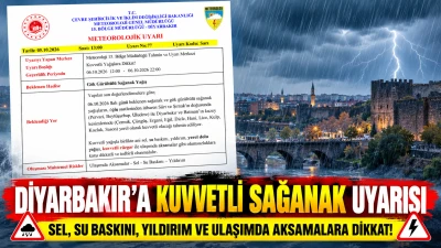 Diyarbakır i&ccedil;in kuvvetli sağanak uyarısı