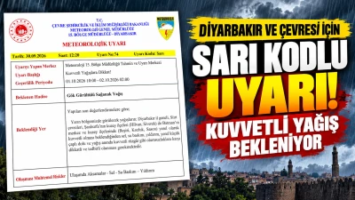 Diyarbakır ve &Ccedil;evresi İ&ccedil;in Sarı Kodlu Uyarı: Kuvvetli Yağış Bekleniyor