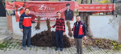 Çiftçilere yüzde 75 hibeli 3 bin adet ahududu fidanı dağıtıldı