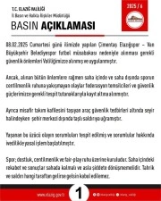 Elazığ Valiliği’nden maç sonrası açıklama