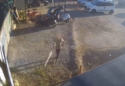 G&uuml;venlik kamerasına borulu m&uuml;dahale