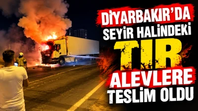 Diyarbakır&rsquo;da seyir halindeki TIR alevlere teslim oldu