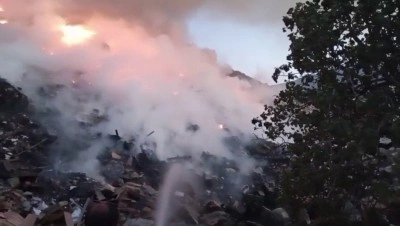 Hafriyat alanında korkutan yangın