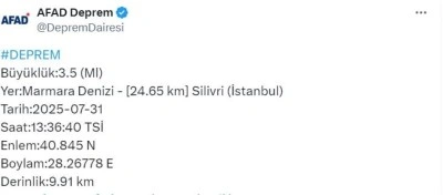 İstanbul’da 3.5 şiddetinde deprem korkuttu