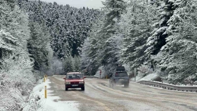 Karabük-Bartın kara yolu beyaza büründü