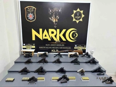 Kilis’te tır ve evlerde silah ile kaçak sigara ele geçirildi