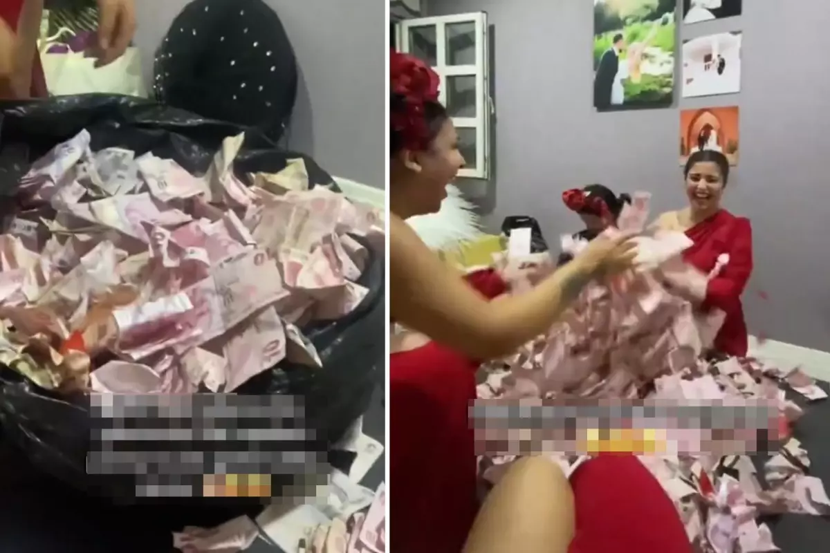 Kına Gecesinde Sürpriz Anlar Nedimeler Bahşiş Poşetini Doldurdu