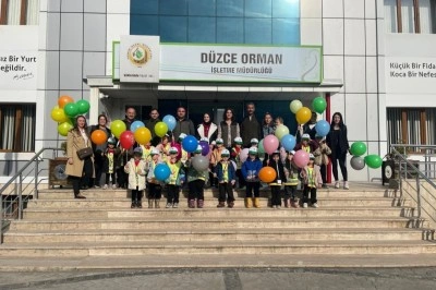 Minik &ouml;ğrenciler orman ağa&ccedil;ları incelediler