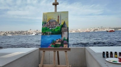 &Ouml;ğretmenler Kız Kulesi&rsquo;nden eşsiz İstanbul manzarasını resmetti