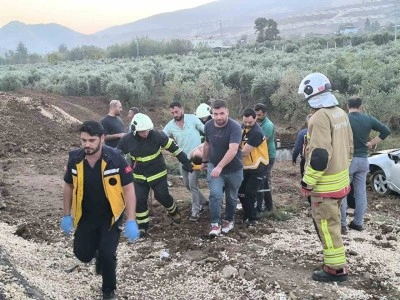 Otomobil zeytin bah&ccedil;esine u&ccedil;tu: 1 yaralı