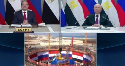 Putin ve es-Sisi, Mısır&rsquo;da inşa edilen El-Dabaa N&uuml;kleer Santrali i&ccedil;in d&uuml;zenlenen t&ouml;rene katıldı