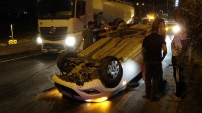 Kaza yapan araçtan burnu kanamadan çıktı