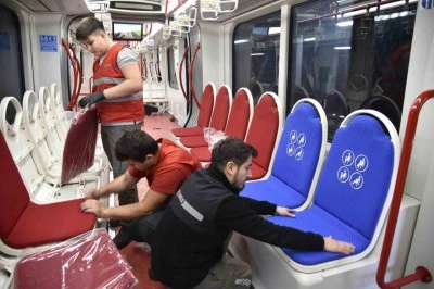 Samsun&rsquo;da tramvayların koltukları yenileniyor