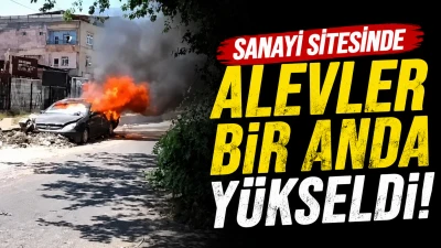 Sanayi Sitesinde Korkutan Yangın! Tamirdeki Otomobil K&uuml;le D&ouml;nd&uuml;