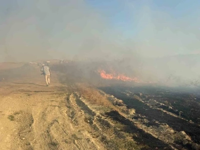 Serik&rsquo;te anız yangını saman balyalarına sı&ccedil;radı