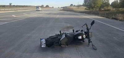 Seyir halindeki motosiklet &ouml;n&uuml;ne &ccedil;ıkan k&ouml;peğe &ccedil;arptı: 2 yaralı