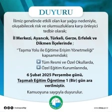 Sinop’ta kar nedeniyle taşımalı eğitime bir gün ara