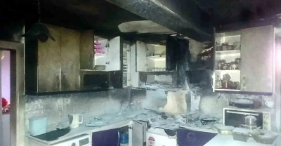 Su i&ccedil;meye kalktı alevlerle karşı karşıya geldi