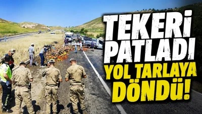 Tekel patladı yol tarlaya d&ouml;nd&uuml;