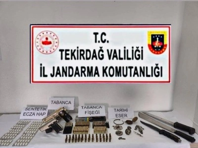 Tekirdağ’da düzenlenen operasyonlarda silah, uyuşturucu ve tarihi eser ele geçirildi