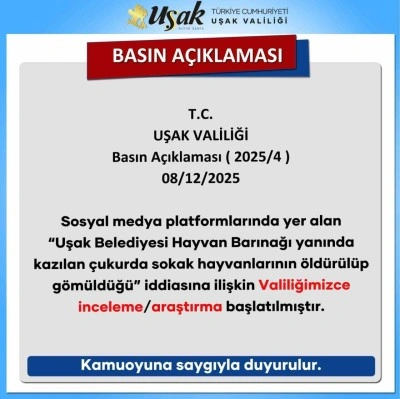 Uşak Valiliği, bakım evi yanında &ouml;l&uuml; hayvan bulunduğu iddialarıyla ilgili inceleme başlattı