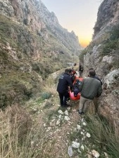 Y&uuml;r&uuml;y&uuml;ş esnasında kayalıklardan d&uuml;şen şahıs yaralandı