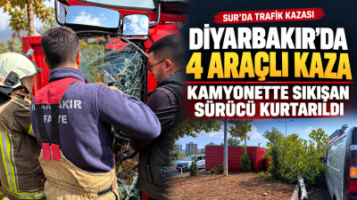 Diyarbakır&rsquo;da Kamyonette sıkışan s&uuml;r&uuml;c&uuml; kurtarıldı