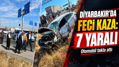 Diyarbakır&rsquo;da Otomobil takla attı 7 kişi yaralandı